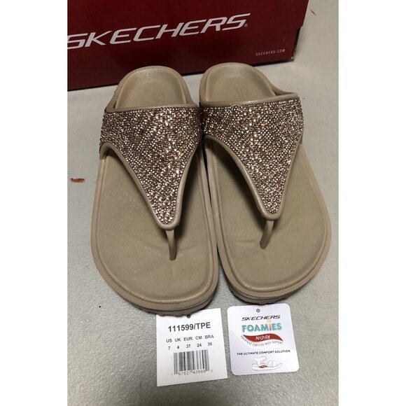 SKECHERS Shoes - Womens Skechers Foamies Arch Fit "Shine On" Taupe size 7